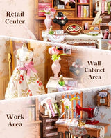 Rolife DIY Miniature House Kit Elsa's Tailoring, Mini Dollhouse Kit for Adults, Mini Room Building Kit for Teens, DIY Craft Kits for Parents Friends Girls Boys (Elsa's Tailor Shop)