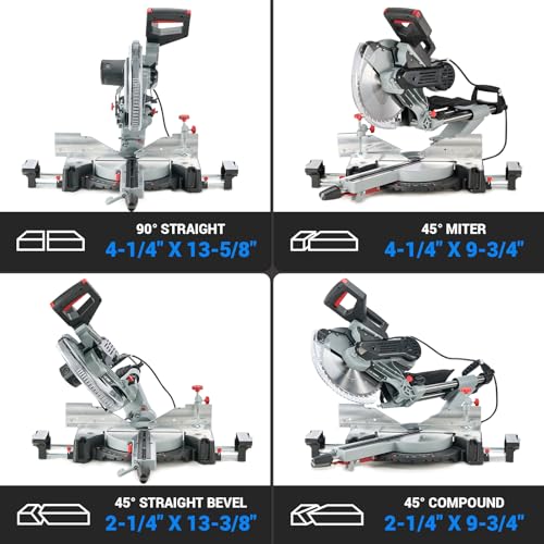 NOVORIK 12" Double Bevel Compound Sliding Miter Saw, Double-Bevel Corded Miter Saw with Laser Guide & 15-Amp Heavy-Duty Motor, Sliding Miter Saw with TCT Saw Blade for Woodworking novorik
