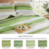 Whale Flotilla Twin Quilt Set - Reversible Green Quilts Twin Size with 1 Pillow Sham, Lightweight Boho Striped Bedspreads Coverlet Bedding Set for All Seasons Whale Flotilla