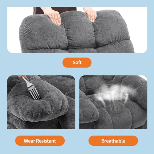 21.2'' Manual Recliner Chair,Ergonomic Overstuffed Breathable Fabric Reclining Chair with Side Pockets,Q235 Steel Frame Lazy Boy Recliner Single Sofa for Living Room Bedroom