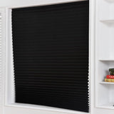 Temporary Blinds, Vertical Pleated Blinds No Drilling Self Adhesive Blinds Easy to Install Fits Blinds Window Roller for Bathroom Kitchen Living Room Office Window (Black, 60 * 150cm) JstDoit