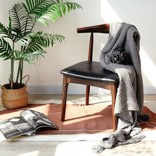Cttasty Office Chair, Wood Desk Chair with Upholstered PU Leather, Computer Chair, Modern Dining Chair, Mid Century Dining Chair, Wood Accent Chair,Walnut Chair Cttasty