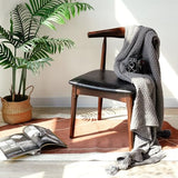 Cttasty Office Chair, Wood Desk Chair with Upholstered PU Leather, Computer Chair, Modern Dining Chair, Mid Century Dining Chair, Wood Accent Chair,Walnut Chair Cttasty