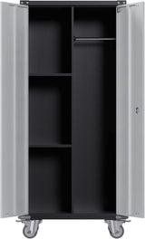 71.7" Metal Locker Storage Cabinet, Heavy-Duty Rolling Tool Cabinet with Wheels, Lockable Doors & Adjustable Feet, Garage Utility Storage for Office, Shop, or Home Tioutbot