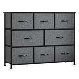 HOMCOM 8-Drawer Dresser, 3-Tier Fabric Chest of Drawers, Storage Tower Organizer Unit with Steel Frame for Bedroom, Hallway, Dark Gray HOMCOM