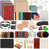 Vercleuim 134pcs Laser Engraving Blanks Kit, 28 Types Laser Engraving Supplies & Engraver Accessories with Basswood, PU Leather, Metal, Acrylic, Fabric for Laser Cutter Engraver vercleuim