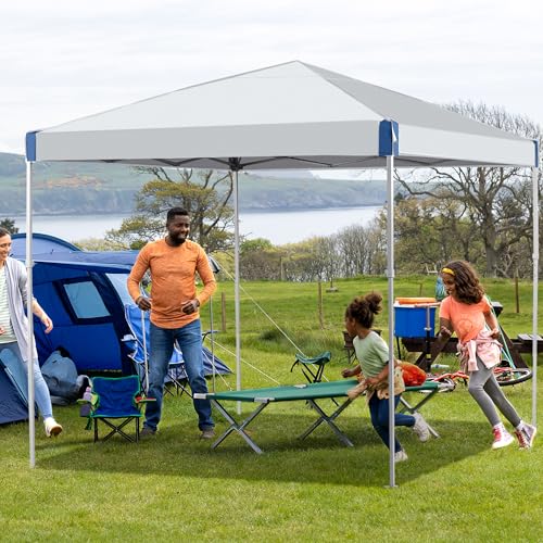BPS 12x12 ft Pop Up Canopy with Portable Wheeled Carry Bag, Easy Set Up Outdoor Sun Shade Canopy Tent with 8 Stakes, 4 Ropes, 4 Weight Bags for Events, Parties, Camping BPS