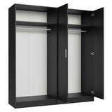 Madesa 4 Doors Storage Cabinet with Ample Shelves Space 63" L Utility Armoire Closet Entryway and Bedroom Organization Unit (Black) Madesa