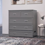 AFI, Northfield Murphy Bed Chest Twin XL with 6" Mattress, Storage Drawer & Built-in USB Charger, Grey AFI