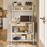 Bestier 6-Tier LED Bakers Rack with Storage & Hooks - Multifunctional Oak Stand Bestier