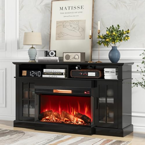 SIMOE 36 Inch 3 Side Glass Electric Fireplace, Recessed Fireplace Insert with Remote Control, 8-Color Flame, Adjustable Brightness, Freestanding Fireplace w/ 9H Timer, Thermostat, Overheat Protection SIMOE