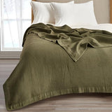 Great Bay Home 100% Cotton Blanket for Full/Queen Size Bed | Lightweight and Breathable Waffle Weave Blankets for Summer & Spring | Versatile, Layering Dark Green Bed Blanket, Olive, 90x90 inches Great Bay Home