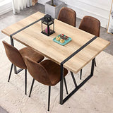 Ganooly Rustic 5 Piece Dining Room Table Set for 4 People, 55 Inch Rectangle Kitchen Dining Table with Wood Tabletop and Metal Frame & 4 Fabric Chairs Set, Suitable for Small Space Ganooly
