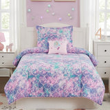 Kaleido Space Twin Comforter Set for Girls- 3 Pieces Glow in The Dark Mermaid Twin XL Bedding Set with 1 Comforter, 1 Decor Pillow & 1 Pillow Shams Kaleido Space