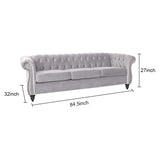 PHOYAL Large Sofa, Velvet Sofa Three-seat Sofa Classic Tufted Chesterfield Settee Couch Modern 3 Seater Couch Furniture Tufted Back for Living Room (Grey) PHOYAL