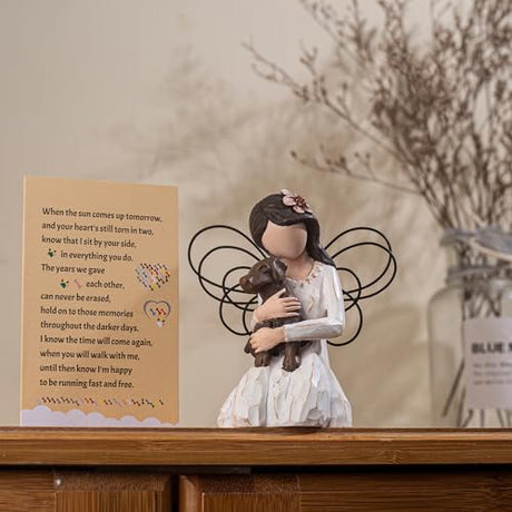 SIGUEJOR Loss of Dog Sympathy Gift, Dog Memorial Gifts, Angel Figurine, Remembrance Keepsake, Pet Sympathy Gift(Brown) SIGUEJOR