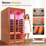 ToTibuy 1-2 Person Home Sauna Low EMF Far Infrared Sauna with Red Light Bluetooth Speakers Indoor Dry Sauna 1550W 110V 39.37"x35.43"x74.8" ToTibuy