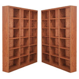 Home Square 84" Tall 18-Shelf Triple Wide Wood Bookcase in Dry Oak - Set of 2 Home Square