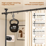 Abiglifty Room Divider Curtain Rods No Drilling, Adjustable 4-10Ft(H) Wall Divider for Room Separation, Temporary Privacy Tension Curtain Rods, Freestanding Space Room Separator, Black Abiglifty