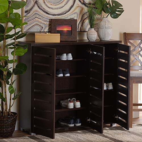 Baxton Studio Adalwin 3-Door Shoe Storage Cabinet, Dark Brown (118-6517-HiT) Baxton Studio