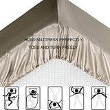 Satin Bed Sheets California King Size Sheets Set, Taupe Silk Sheets, 4 - Pieces Soft Bedding Set with 1 Deep Pocket Fitted Sheet,1 Flat Sheet,2 Pillowcase Luxbedding