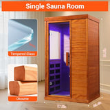 Bowear Far Infrared Sauna for 1-2 Person, 110V 1120W Indoor Home Sauna with Bluetooth Audio, 7 Colors Light Therapy, Reading Lamp, Time & Temperature Adjustable, Oguman Wood Dry Sauna Bowear