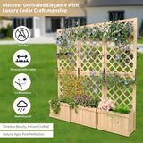 GarveeLife Cedar Privacy Screen with Planter Box - 3-Panel Freestanding Garden Fence, 62 in x10 in x65 in Tall Outdoor Divider with Drain Holes & Raised Bed for Patio, Deck & Backyard (Natural Wood) GarveeLife