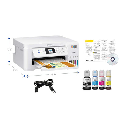 Epson EcoTank ET-2850L Wireless Color All-in-One Printer, Print Scan Copy, 1.44" Color Display, Auto-Duplex Printing, Up to 10.5 PPM, 1200X2400 DPI with Bonus Black Ink Bottle and Printer Cable