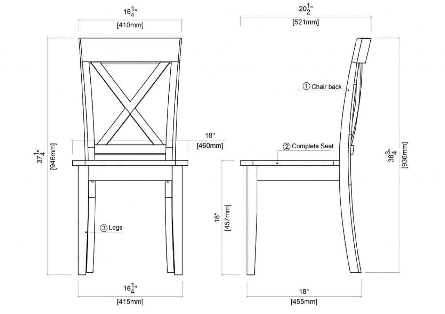 Boraam Jamestown Dining Chair, Set of 2, Antique White - WoodArtSupply