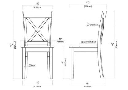 Boraam Jamestown Dining Chair, Set of 2, Antique White - WoodArtSupply