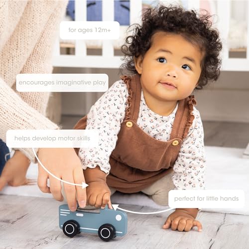 Pearhead Wooden Toy Car, First Easter Gifts, Easter Basket Stuffers Toddler Boys and Girls, Push and Pull Baby and Toddler Toy, Gender-Neutral Push Toy, Baby Girl or Baby Boy Nursery Accessory Pearhead