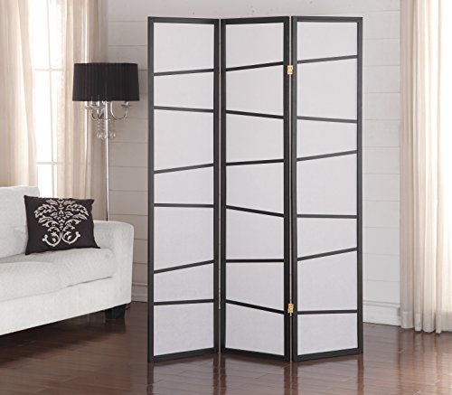 Roundhill Furniture 3-Panel Screen Room Divider, Black Roundhill Furniture