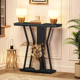 HOOBRO Narrow Console Table, 29.5" Small Entryway Table with Storage, 2-Tier Sofa Table Behind Couch, Modern Style, for Living Room, Hallway, Foyer, Bedroom, Black BB66XG01 HOOBRO