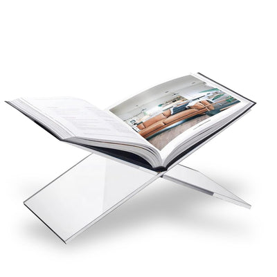 SK Acrylic Book Stand Large - 6 x 12 x 6" - Quran Holder - Coffee Table Book Stand - Cookbook Stand for Kitchen - Home and Table Decor