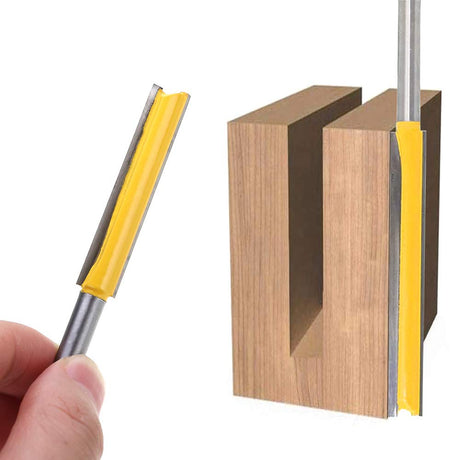 Mesee Set of 2 Pieces Extra Long Straight Router Bit Set, 1/4-Inch Shank Double Flute Straight Grooving Bits Trimming Cutter Woodworking Milling Tools with 2" & 3" Cutting Height Mesee