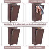 VECELO Tilt Out Kitchen Trash Bin Cabinet, Dog Proof Garbage Can with Wood Holder Free Standing Recycling, Brown VECELO