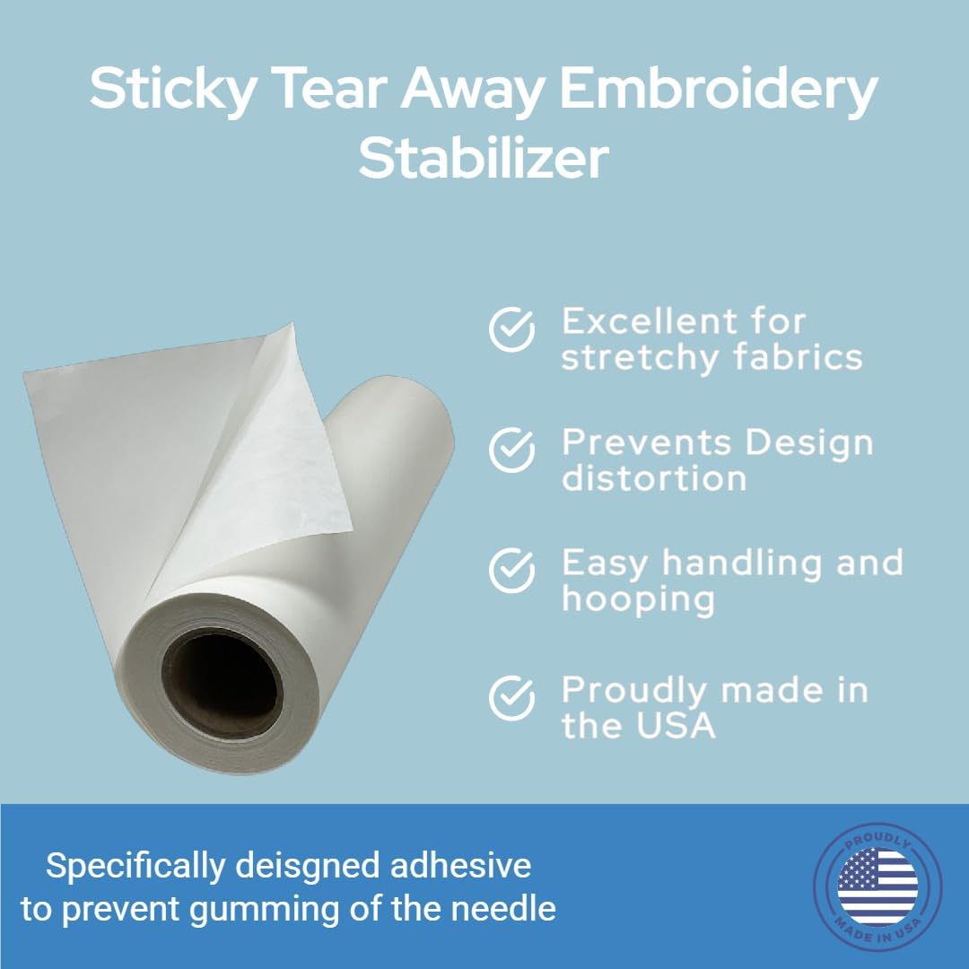 HBI H.B.I. PRODUCTS H.B.I. Peel & Stick Tear Away Embroidery Stabilizer, 12" x 10 Yards HBI H.B.I. PRODUCTS