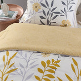 SLEEPBELLA Comforter King Size, 600 Thread Count Cotton Grey Branch with Yellow Flower & Grey Leaves Pattern Orange Reversible Comforter Set,Down Alternative Bedding Set 3Pcs(King, Yellow Botanical) SLEEPBELLA