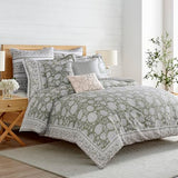Levtex Home Adare Sage Reversible Full/Queen Comforter Set (90x94in) with 2 Pillow Shams (26x20in) - Floral Bedding - Sage and White - 100% Cotton Full/Queen Size Comforter Set - Soft, Pre-Washed Levtex Home