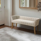 Madison Park Accent Bench for Living Room, Upholstered with Nailhead Trim, & Padded Seat Entryway Bench Small, Bedroom Furniture, End of Bed Bench with Back, 49.5" W x 19.25" D x 23" H, Taupe Multi Madison Park