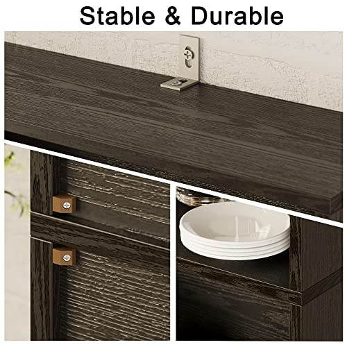 Industrial Vintage Black 6-Tier Bookcase with Doors - 70" Tall Shelves for Home Office & Living Room by IRONCK IRONCK