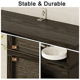 Industrial Vintage Black 6-Tier Bookcase with Doors - 70" Tall Shelves for Home Office & Living Room by IRONCK IRONCK