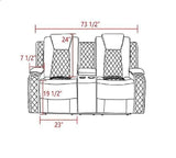 AYCP Multifunction Power Air Leather Recliner Sofa Set with LED Lights, Living Room Furniture, Reclining Sofa, loveseat, Chair with USB Port/Storage (Black, Loveseat+2 Chairs) AYCP