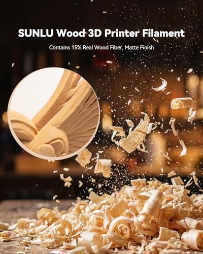 SUNLU Wood PLA Filament Bundle 1.75mm 4KG, Real Wood Fiber Added 3D Printer Filament, 4 pcs 1kg Spool(2.2lbs) Natural Wood Texture & Scent, Clog-Free, Fits for Most FDM 3D Printers SUNLU