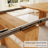 HIPIHOM 17.7"-118" Extendable Dining Table for 2-12 People, Extension Table with Extension Leaves Holder, Space-Saving Extra Long Folding Dining Table for Meeting, Dining Room(Oak Table Only) HIPIHOM