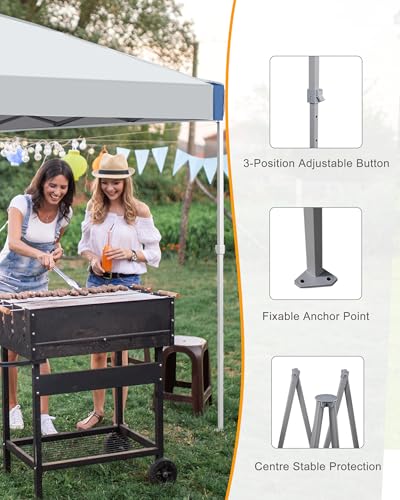 BPS 12x12 ft Pop Up Canopy with Portable Wheeled Carry Bag, Easy Set Up Outdoor Sun Shade Canopy Tent with 8 Stakes, 4 Ropes, 4 Weight Bags for Events, Parties, Camping BPS