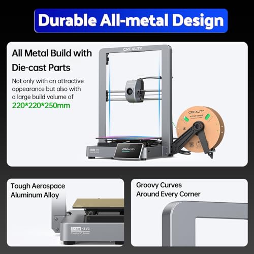 Creality Ender 3 V3 Speedy 600mm/s CoreXZ 3D Printer with Touchscreen, Clog-Free Dual-Gear Direct Extruder, Auto Leveling, Smart Self-Check, Input Shaping with G-Sensor, Full Metal Design - WoodArtSupply