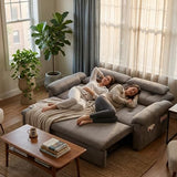 Vakdle Loveseat Convertible Sofa Bed, Pull-Out futon Couch,3 in 1 Sleeper Bed with Reclining Backrest and Storage for Bedroom Living Room Apartment (Grey, 47.24") Vakdle