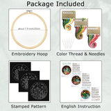 Nuberlic 3 Pack Embroidery Kit for Beginner Adults, Stamped Cross Stitch with Cactus Patterns Include 3 Hoop, Cloth Thread Needles and Instructions