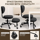 AtHope Ergonomic Cross Legged Office Chair with Wheels - Adjustable Height for Meditation, ADHD Desk & Yoga - Wide Criss Cross Design with Lumbar Support, Kneeling Chair - Black AtHope